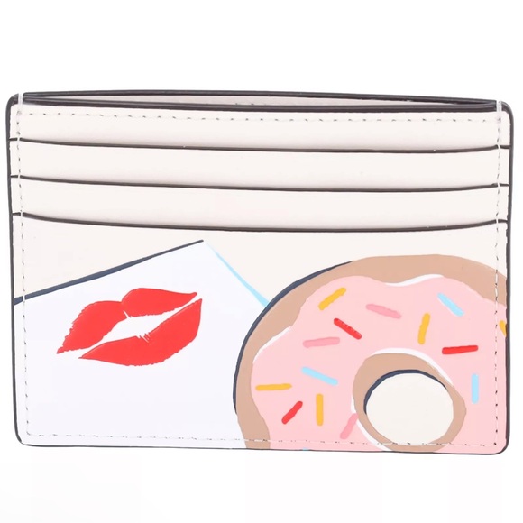 Kate Spade New York Coffee Break Donut Small Slim Card Holder In Cream Multi - Picture 2 of 3